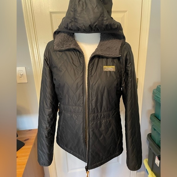 Ll Bean Mountain Bound Reversible Coat Quilted Fleece - Picture 1 of 11